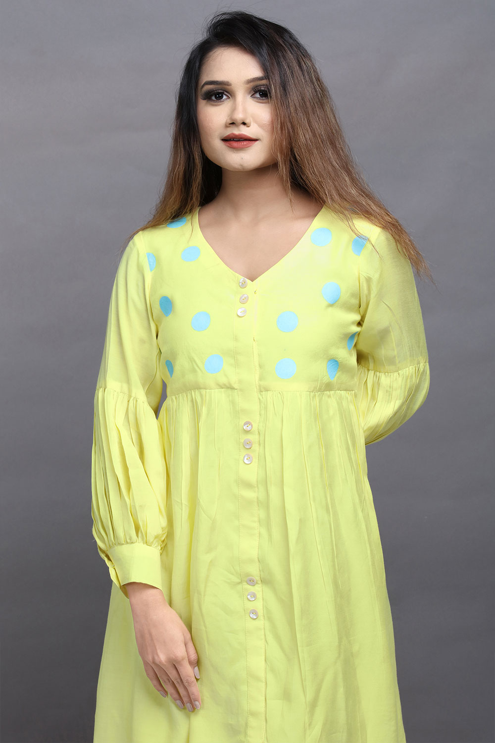 Beautiful Lemon yellow Muslin Short Dress Kurtis Design (3) Beautiful Lemon yellow Muslin Short Dress Kurtis Design