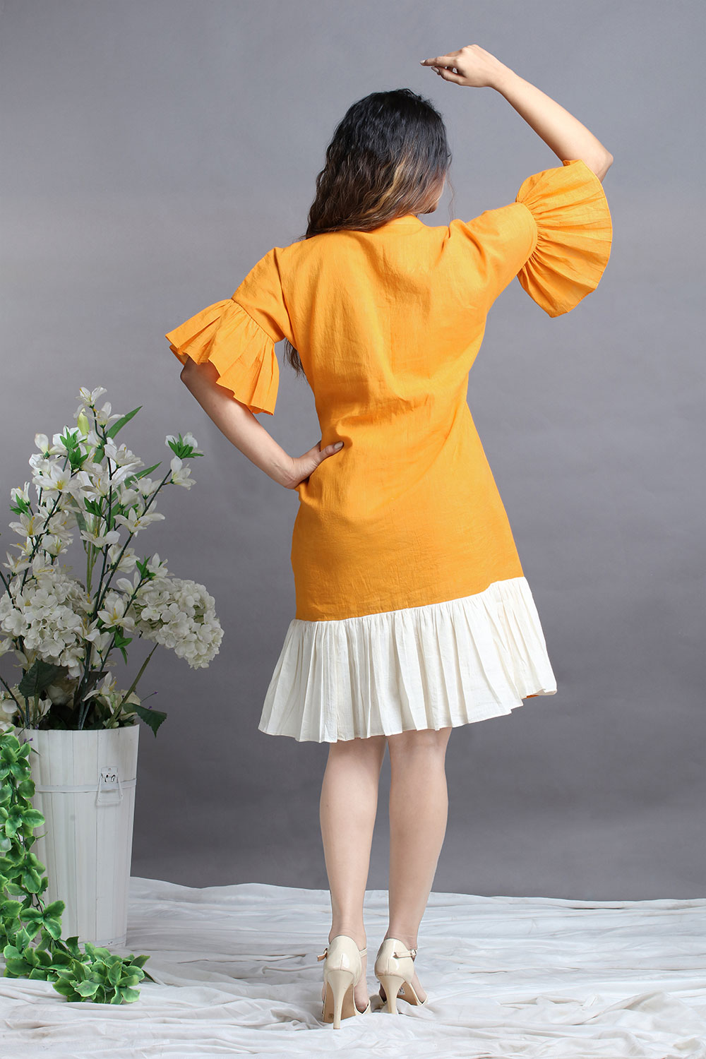 Buy Orange Dresses.Designer Professional Sun Orange Plitted short Shirts Dress.(4) Buy Orange Dresses.Designer Professional Sun Orange Plitted short Shirts Dress.