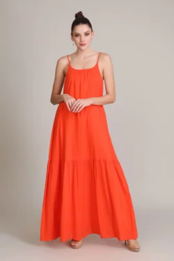 Buy Cotton Dresses Online at Best Price ORANGE RUSH TIERED MAXI Dress.