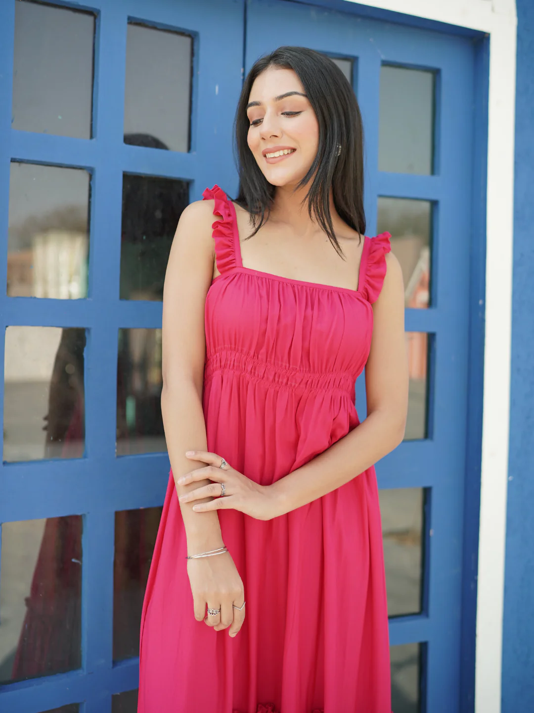 Buy Trending fancy Fuchsia Rayon Midi Long Dress. Buy Trending fancy Fuchsia Rayon Midi Long Dress.