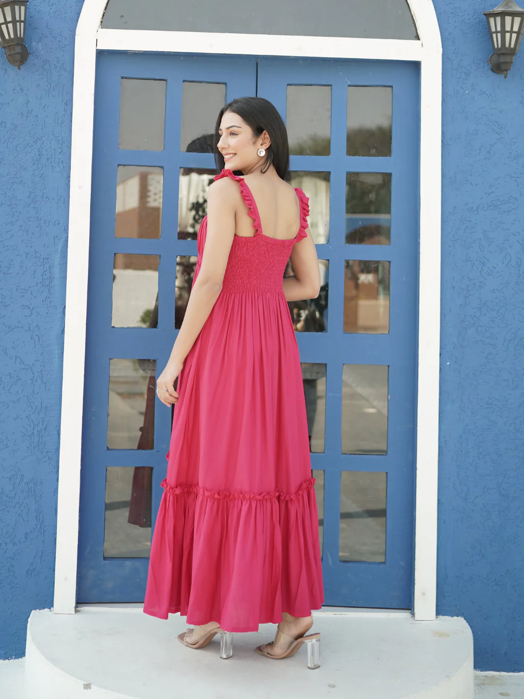 Buy Trending fancy Fuchsia Rayon Midi Long Dress. Buy Trending fancy Fuchsia Rayon Midi Long Dress.