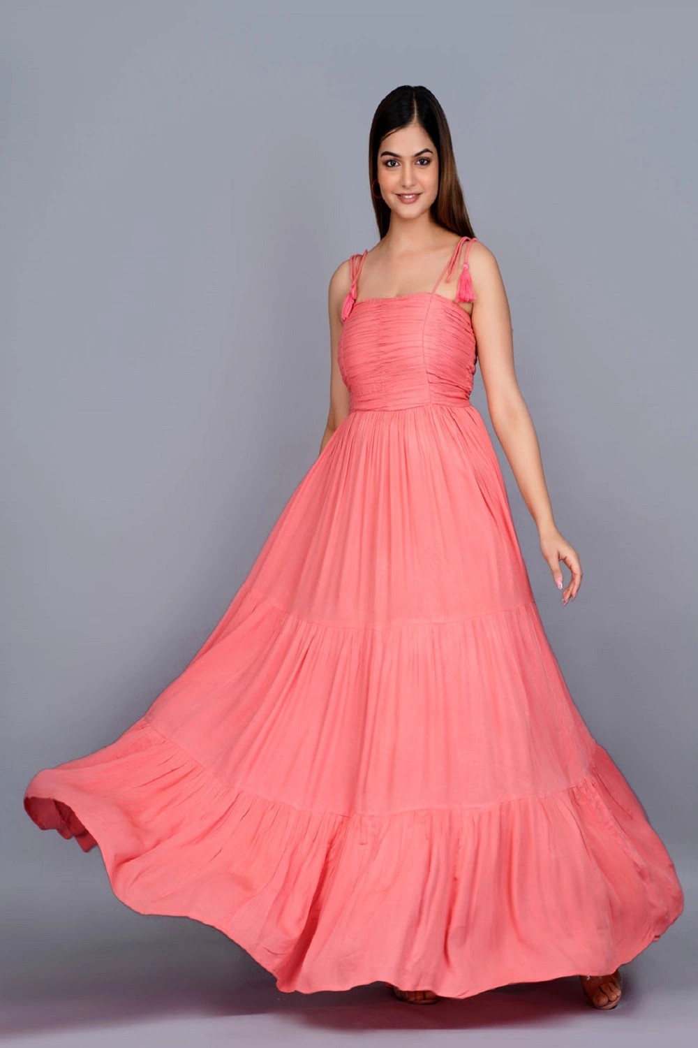 Buy Party wear Trending Pink Sleeveless long Dress. Buy Party wear Trending Pink Sleeveless long Dress.