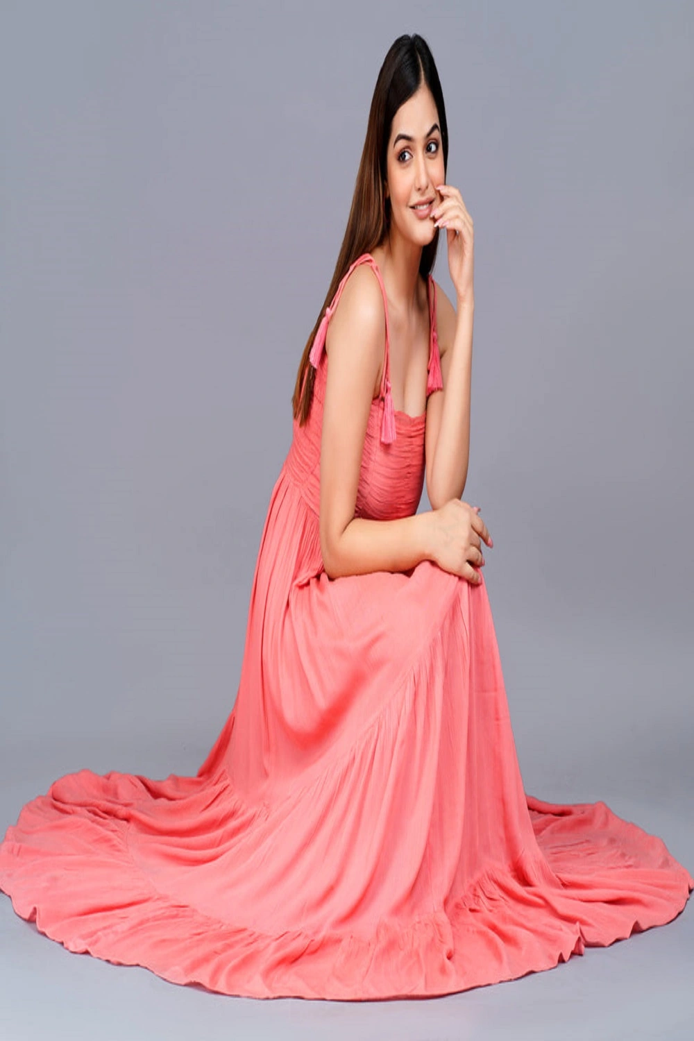 Buy Party wear Trending Pink Sleeveless long Dress. Buy Party wear Trending Pink Sleeveless long Dress.