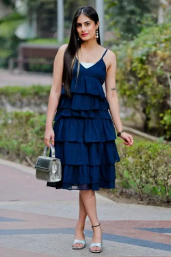 Buy Latest Designer Sammar Heavy Mal cotton Strappy Layered Dress.